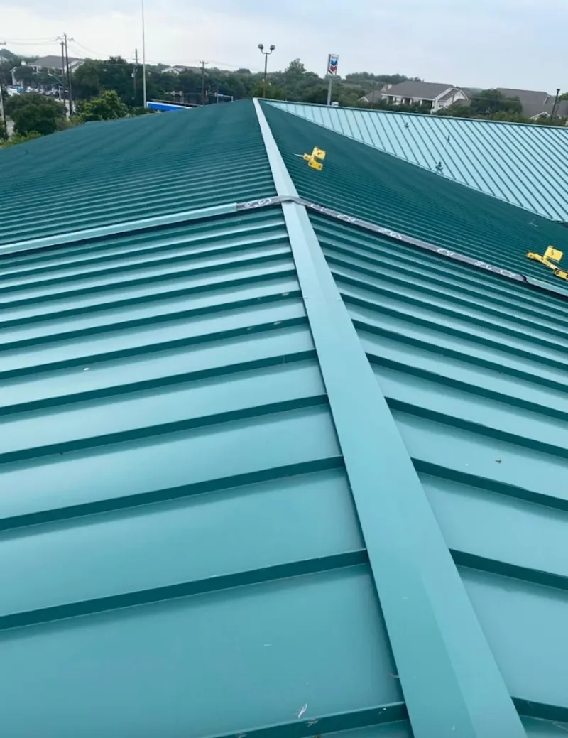 Green commercial metal roof ridge and valley for Metal Roof Repair in Pulaski
